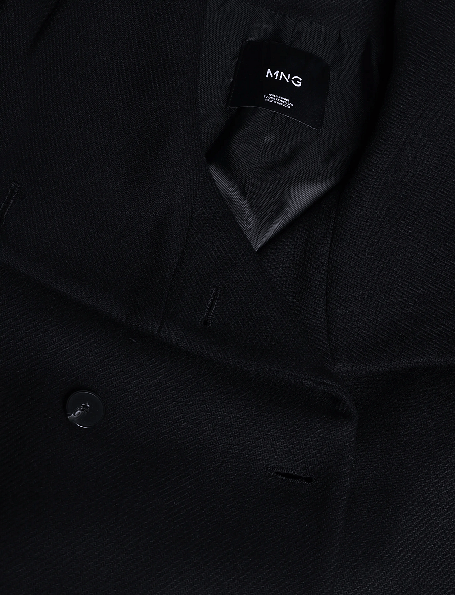 Mango - Manteco wool coat with funnel neck - vinterjakker - black - 2