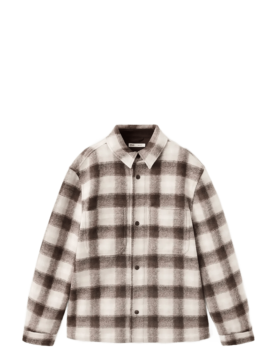 Mango - Check flannel overshirt - höstjackor - brown - 1