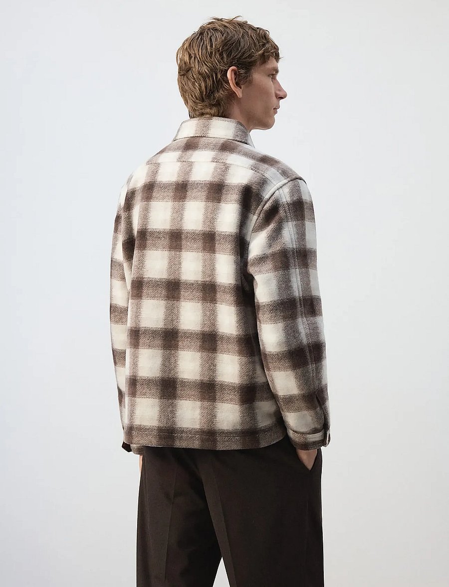 Mango - Check flannel overshirt - höstjackor - brown - 2
