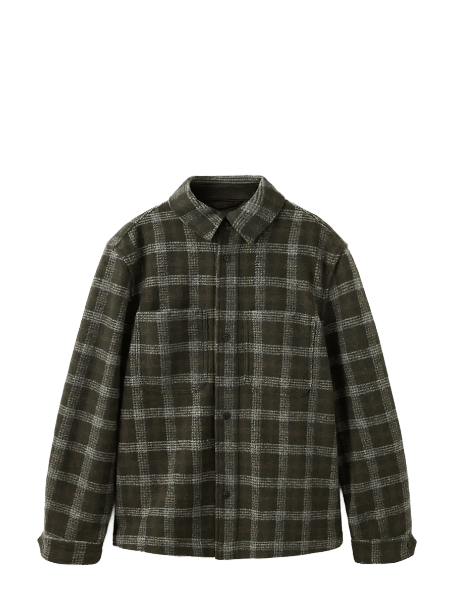 Mango - Check flannel overshirt - efterårsjakker - medium green - 1
