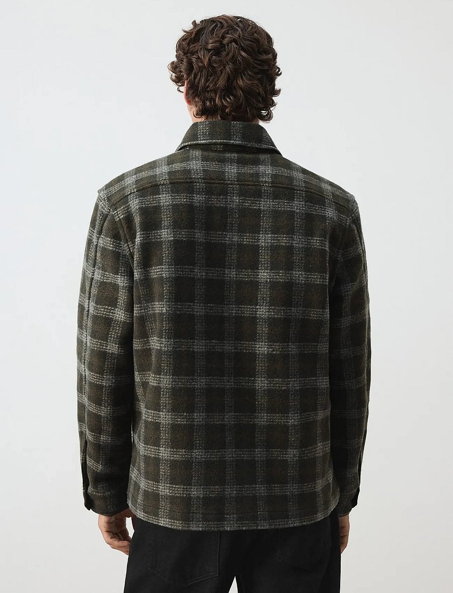 Mango - Check flannel overshirt - efterårsjakker - medium green - 2