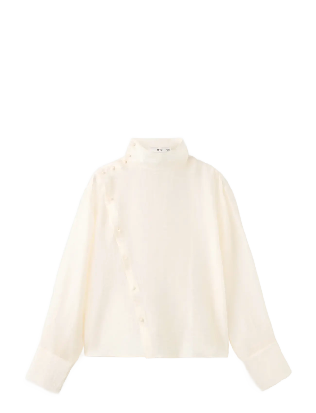 Mango Lyocell Blouse With Funnel Neck, Bluse Mit Trichterkragen, Beige, Gr.L