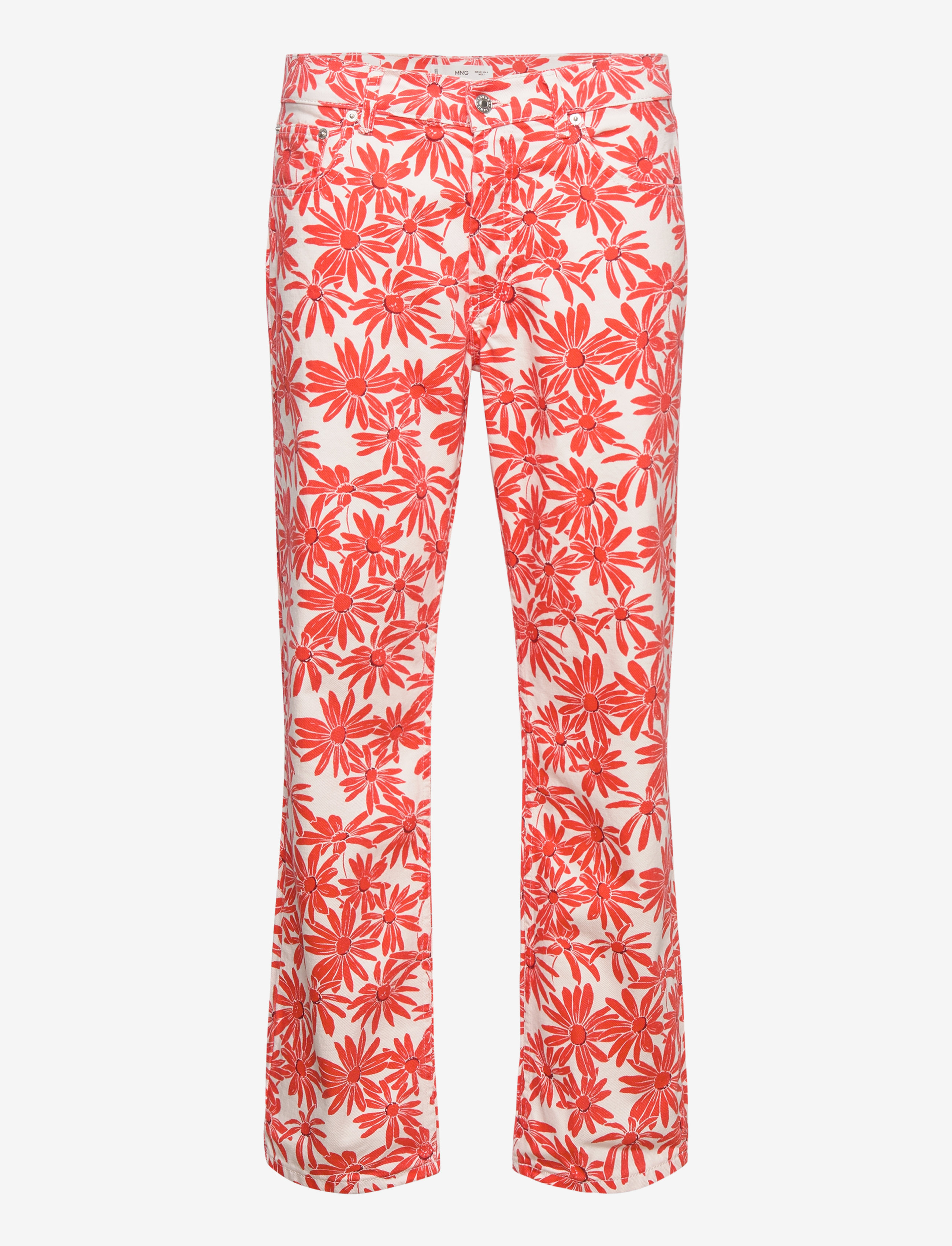 Mango Tahiti, Kvinder, Blomstret Cropped Bukser, Pink, Str: 36