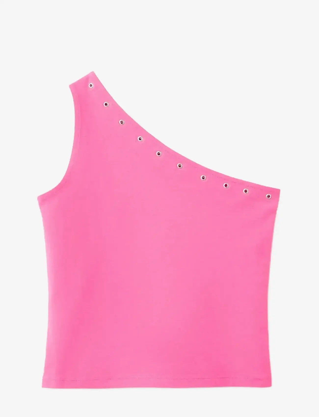 Mango - Asymmetric eyelets top - bright pink - 0