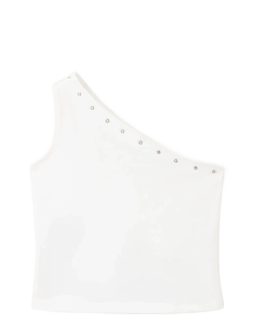 Mango - Asymmetric eyelets top - tanktops - natural white - 0