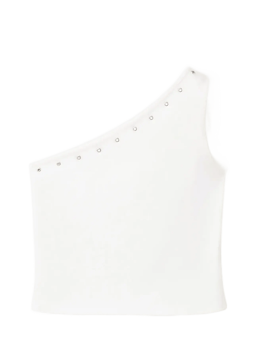 Mango - Asymmetric eyelets top - tanktops - natural white - 1