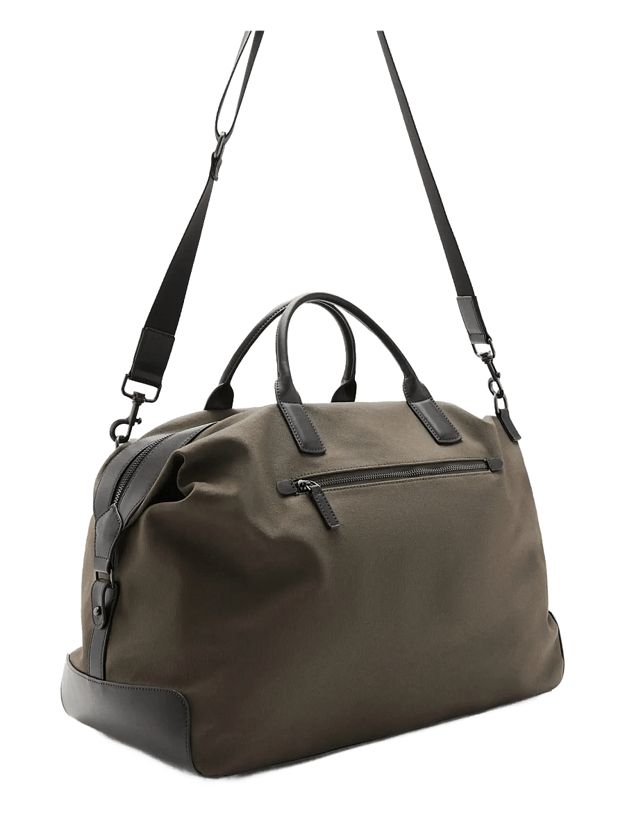Mango - Bowling bag with leather details - duffel-taschen - beige - khaki - 1