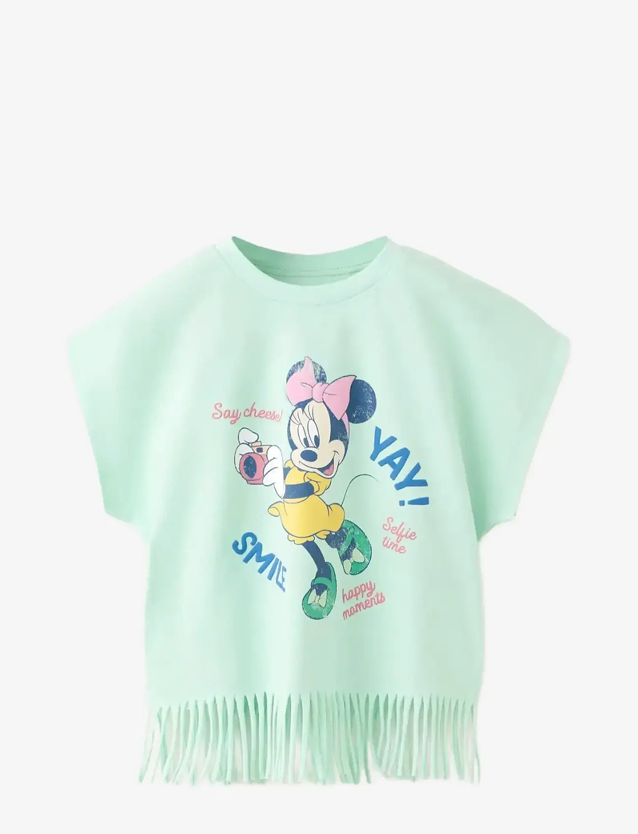 Mango - Minnie Mouse fringed T-shirt - kortærmede t-shirts - green - 1