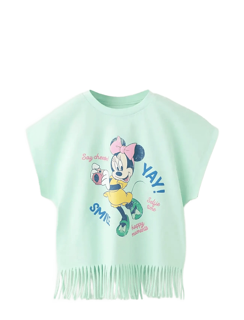 Mango - Minnie Mouse fringed T-shirt - kortærmede t-shirts - green - 1