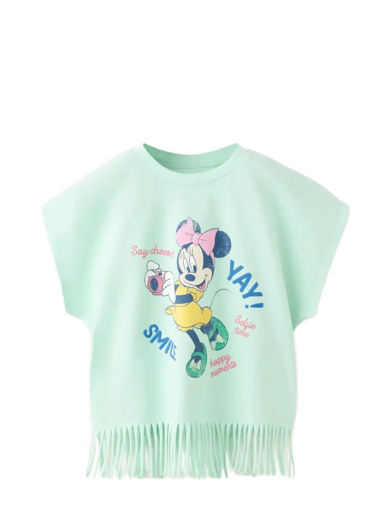 Mango Minnie Mouse fringed T-shirt - Toppe og t-shirts - GREEN / green