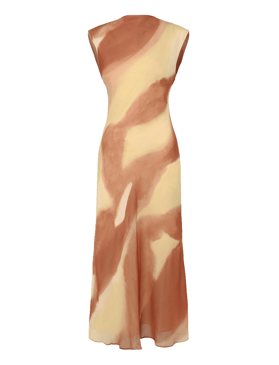Mango - A-line printed dress - aftonklänningar - yellow - 1