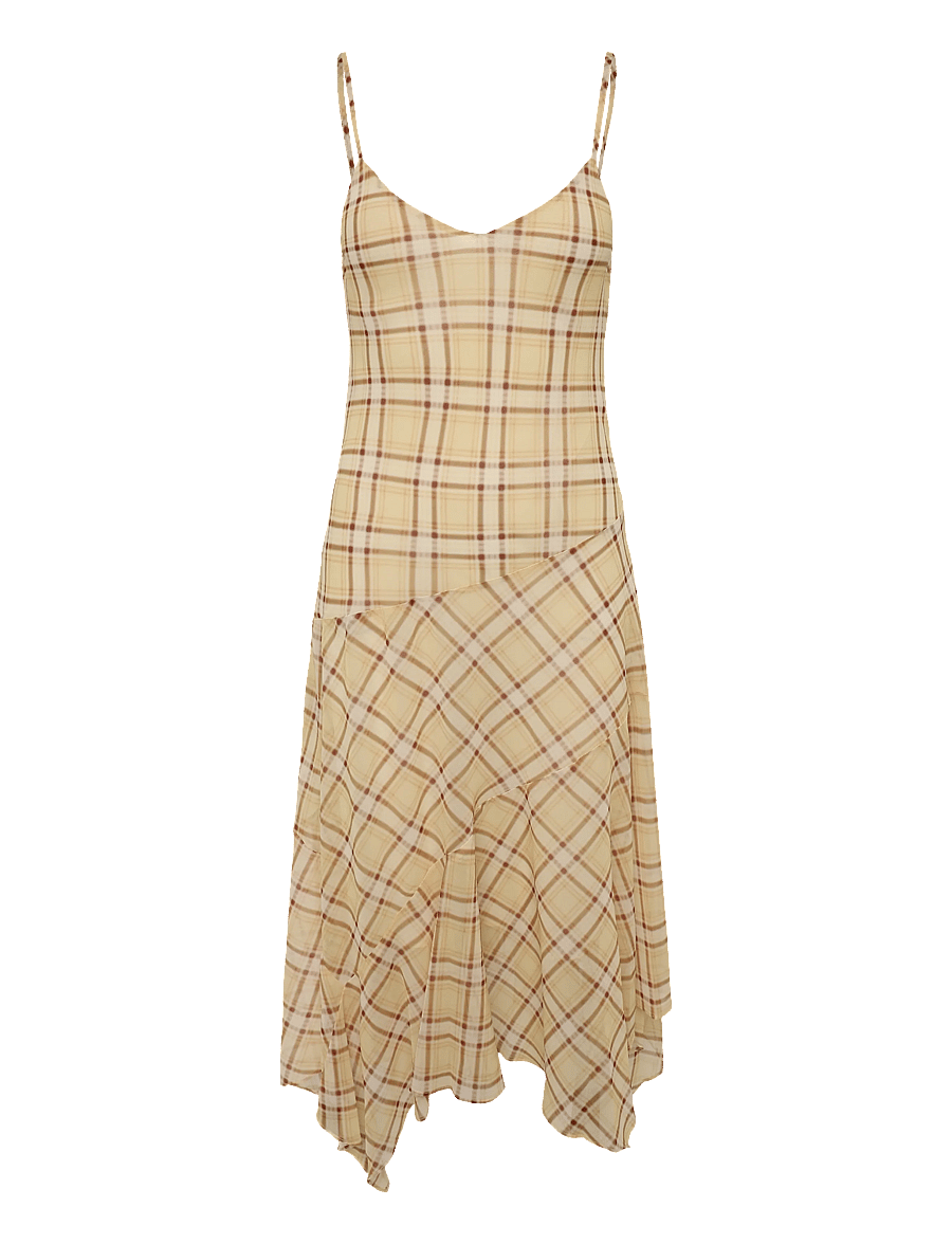 Mango - Check asymmetrical dress - sommerkjoler - yellow - 1