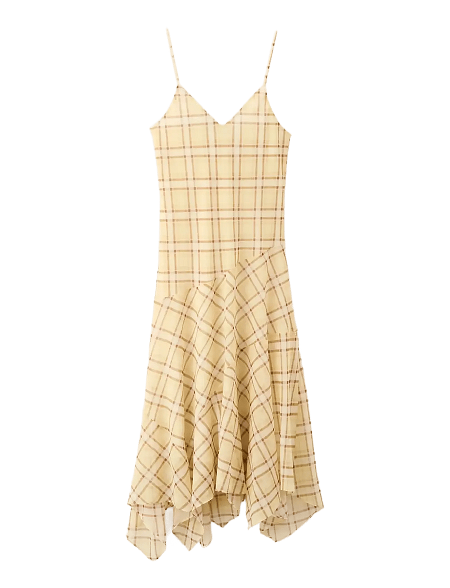 Mango - Check asymmetrical dress - yellow - 1