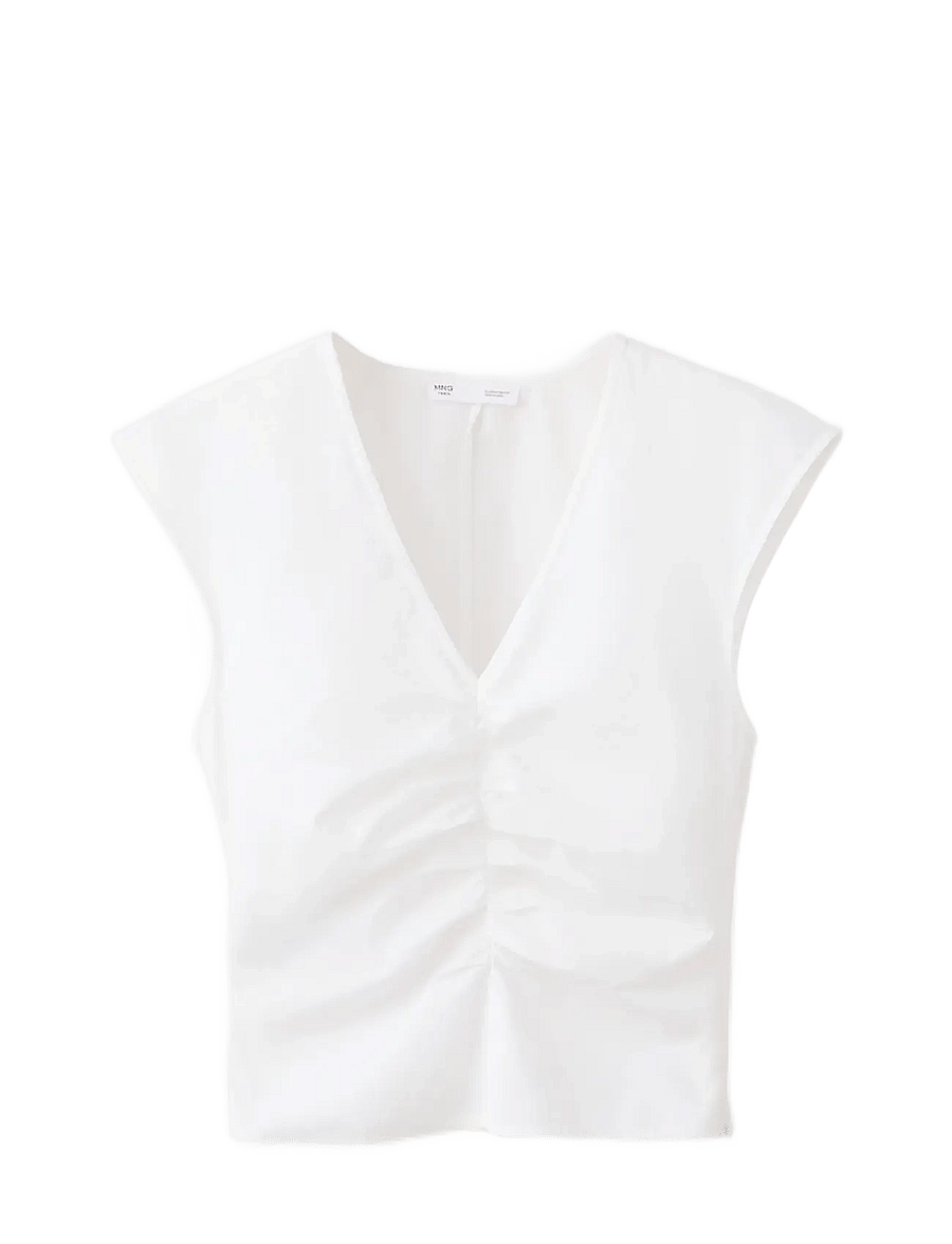 Mango - Gathered 100% cotton top - Ærmeløs undertrøje - natural white - 1