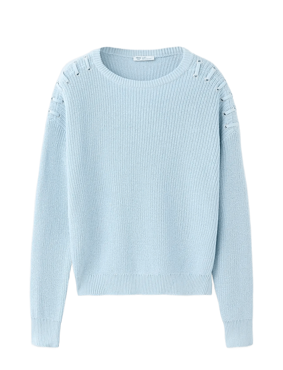Mango - Cotton jersey with eyelet detail - pullover - lt-pastel blue - 1