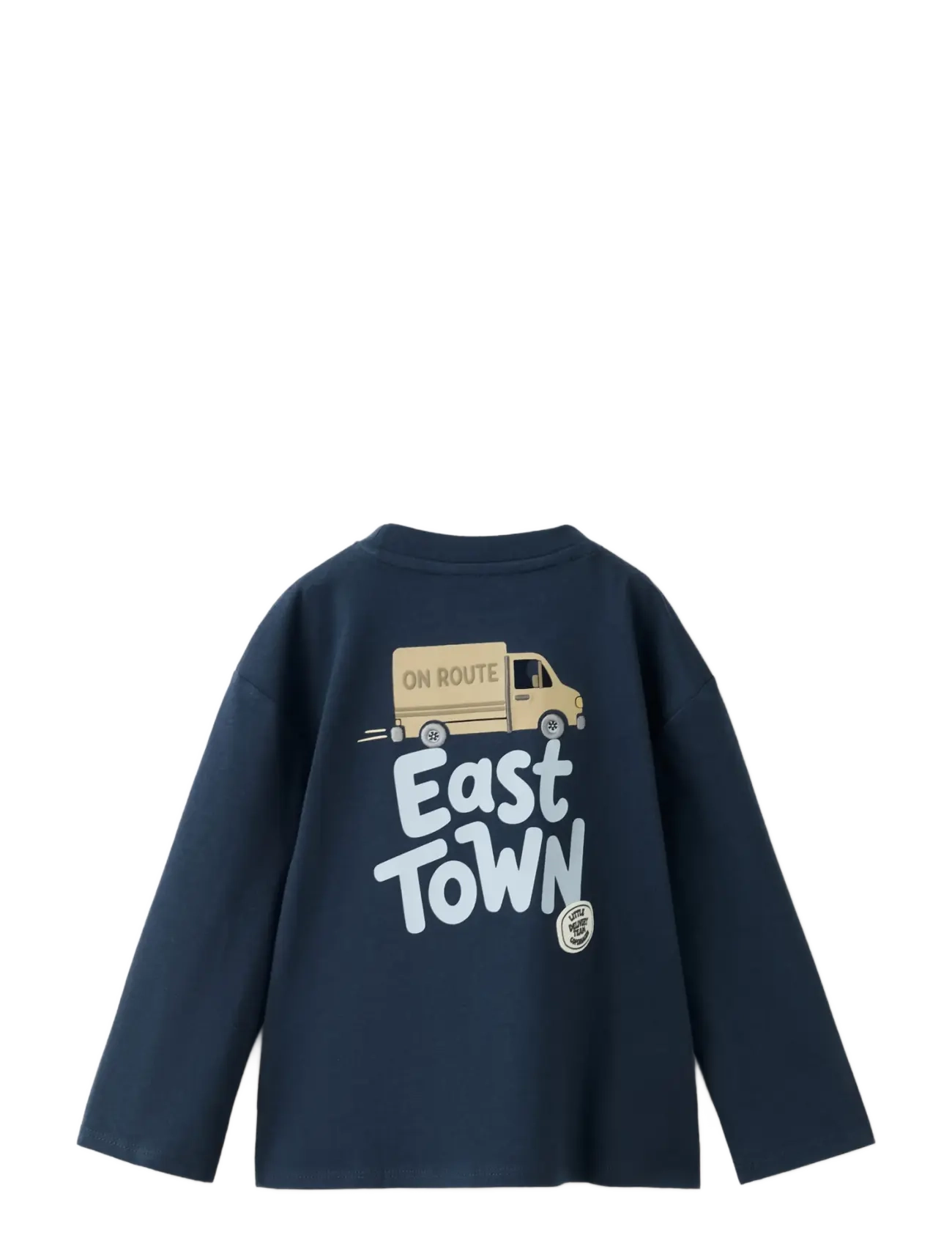 Mango - Printed cotton-blend t-shirt - langærmede t-shirts - navy - 1