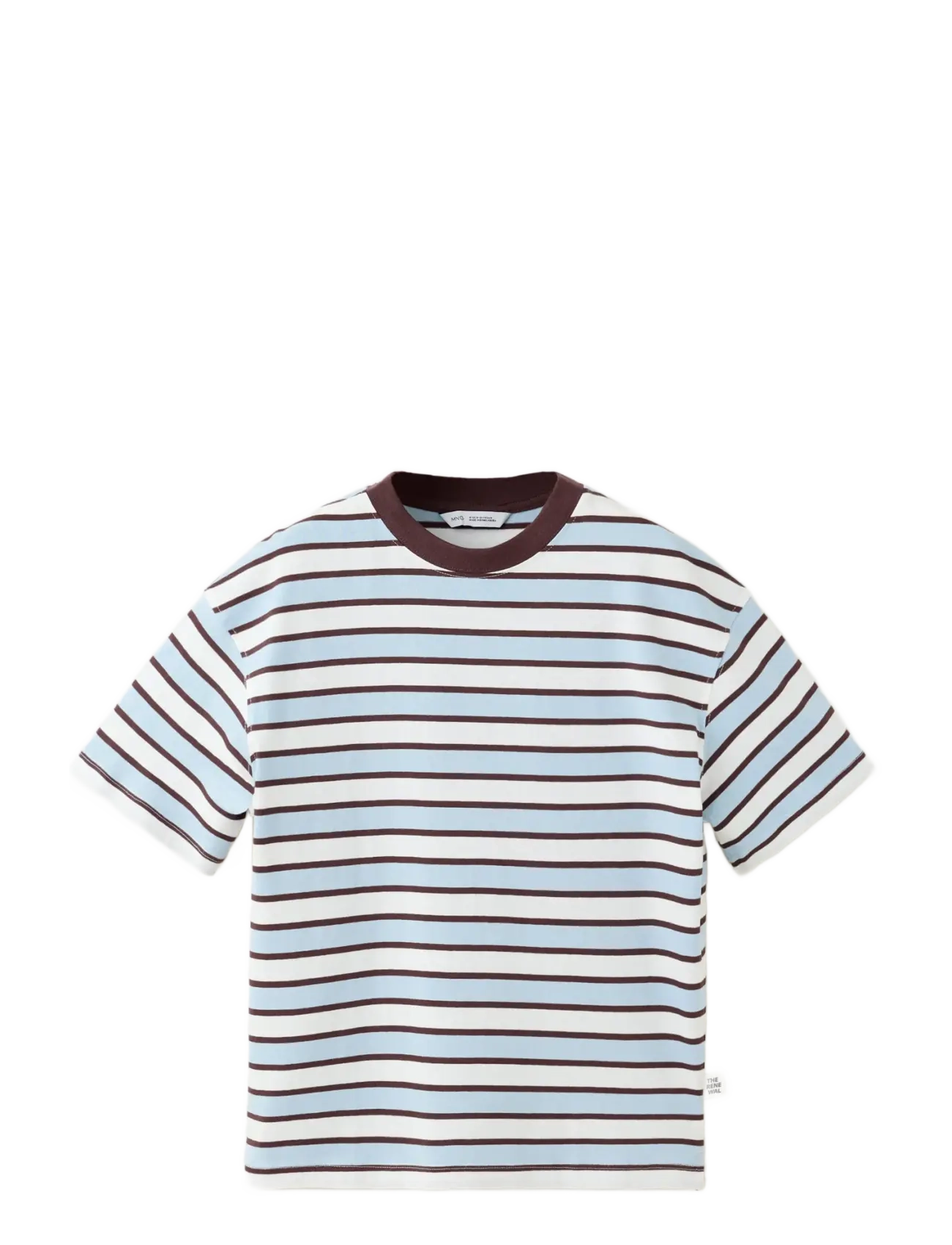 Mango 100% Cotton Striped T-Shirt, Børn, Stribet T-Shirt, Blå, Str: 11-12
