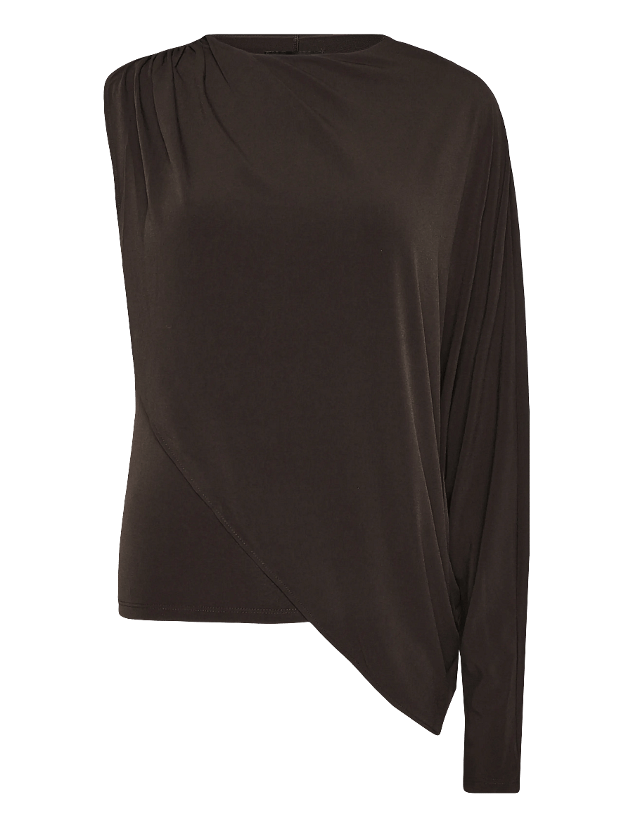 Mango - Ruffled asymmetrical blouse - særlige begivenheder - brown - 1