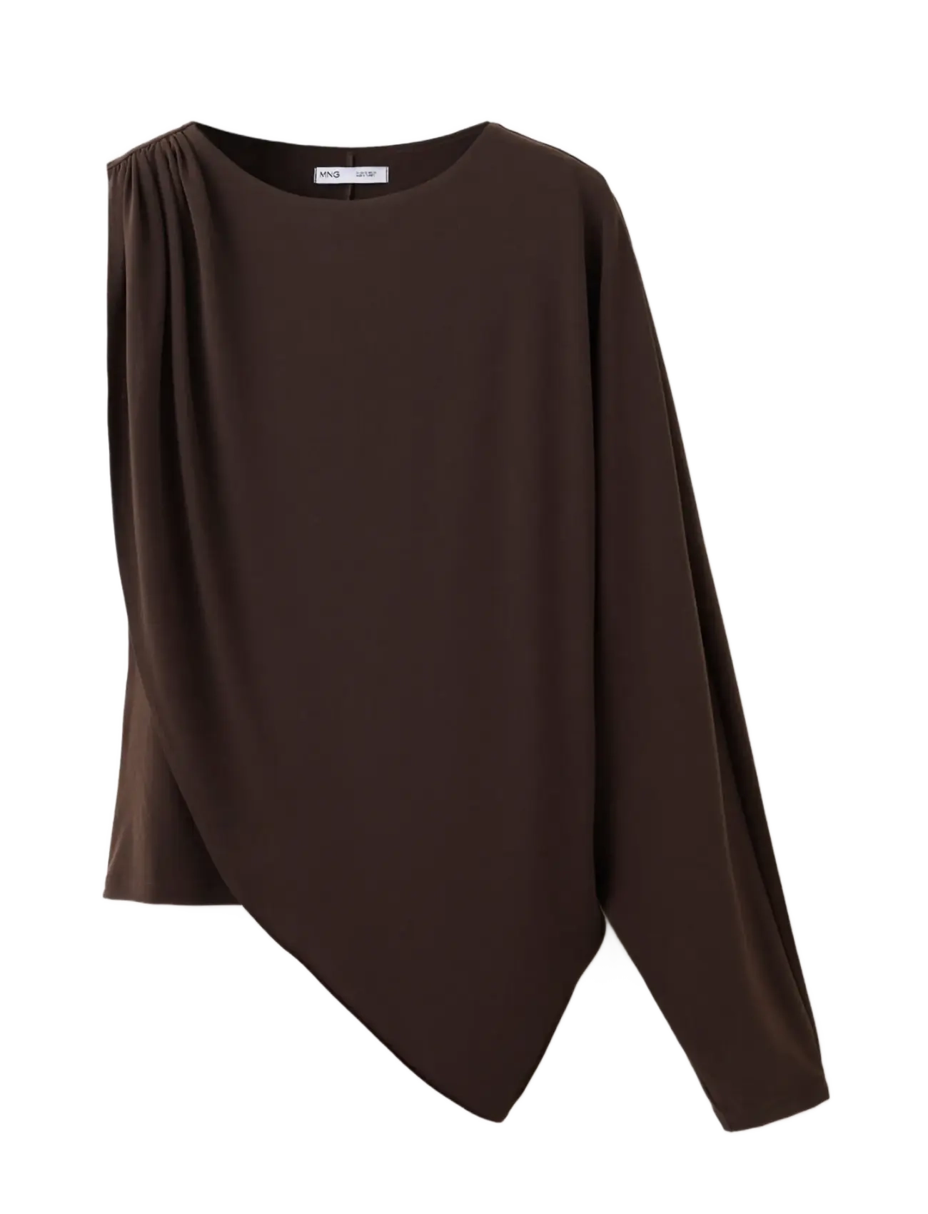 Mango Ruffled asymmetrical blouse - Säsongens färger - BROWN / brown