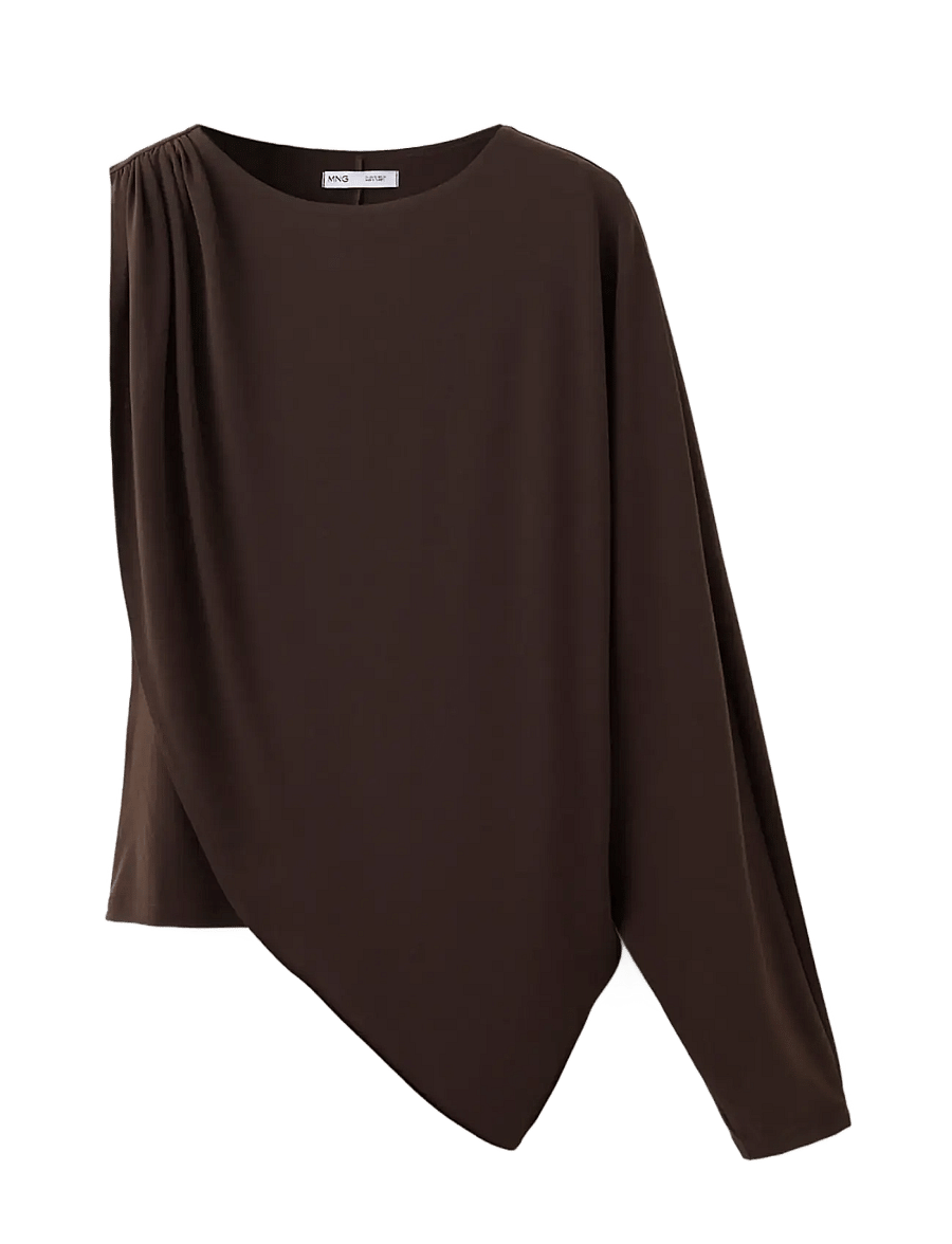 Mango - Ruffled asymmetrical blouse - særlige begivenheder - brown - 1
