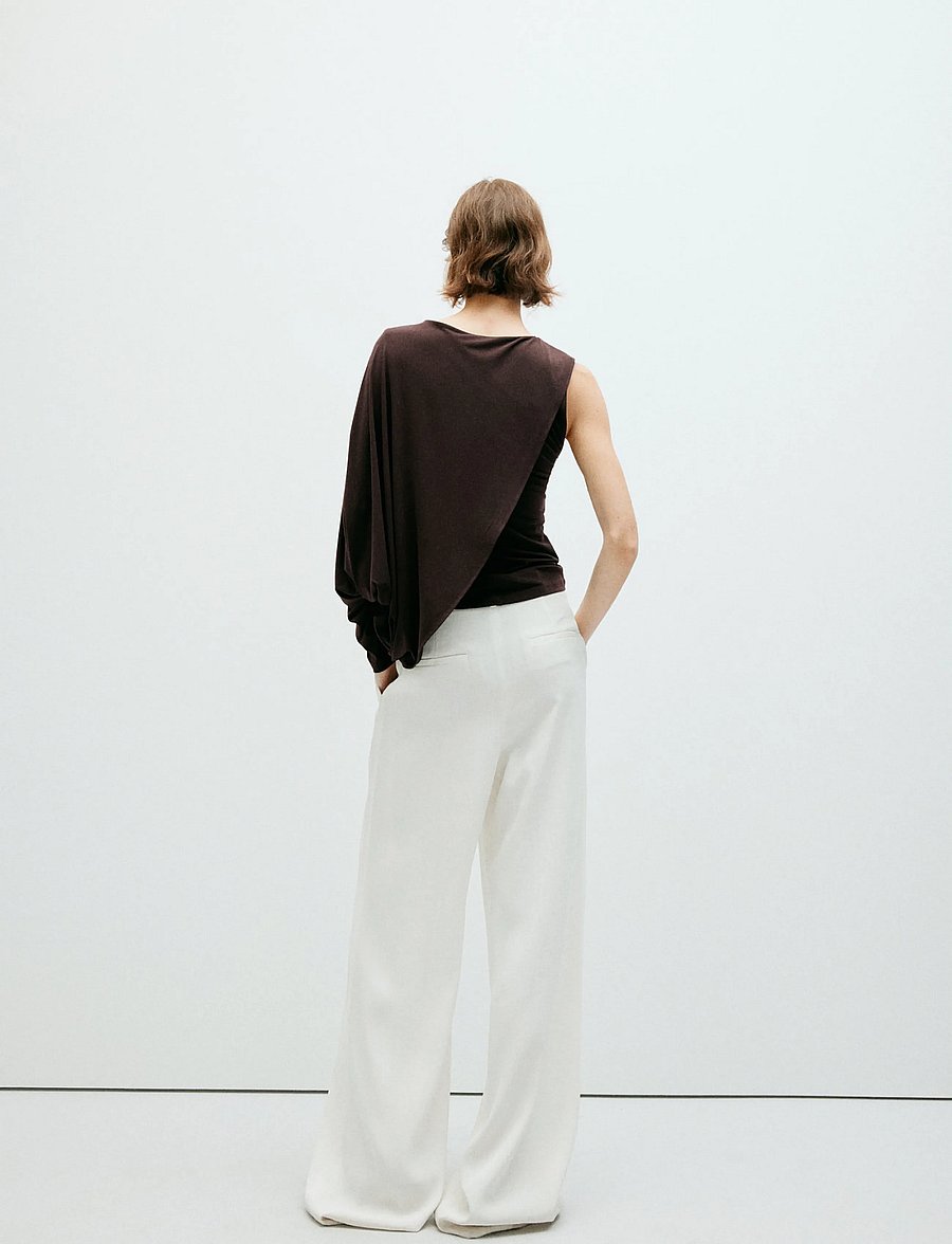 Mango - Ruffled asymmetrical blouse - særlige begivenheder - brown - 2