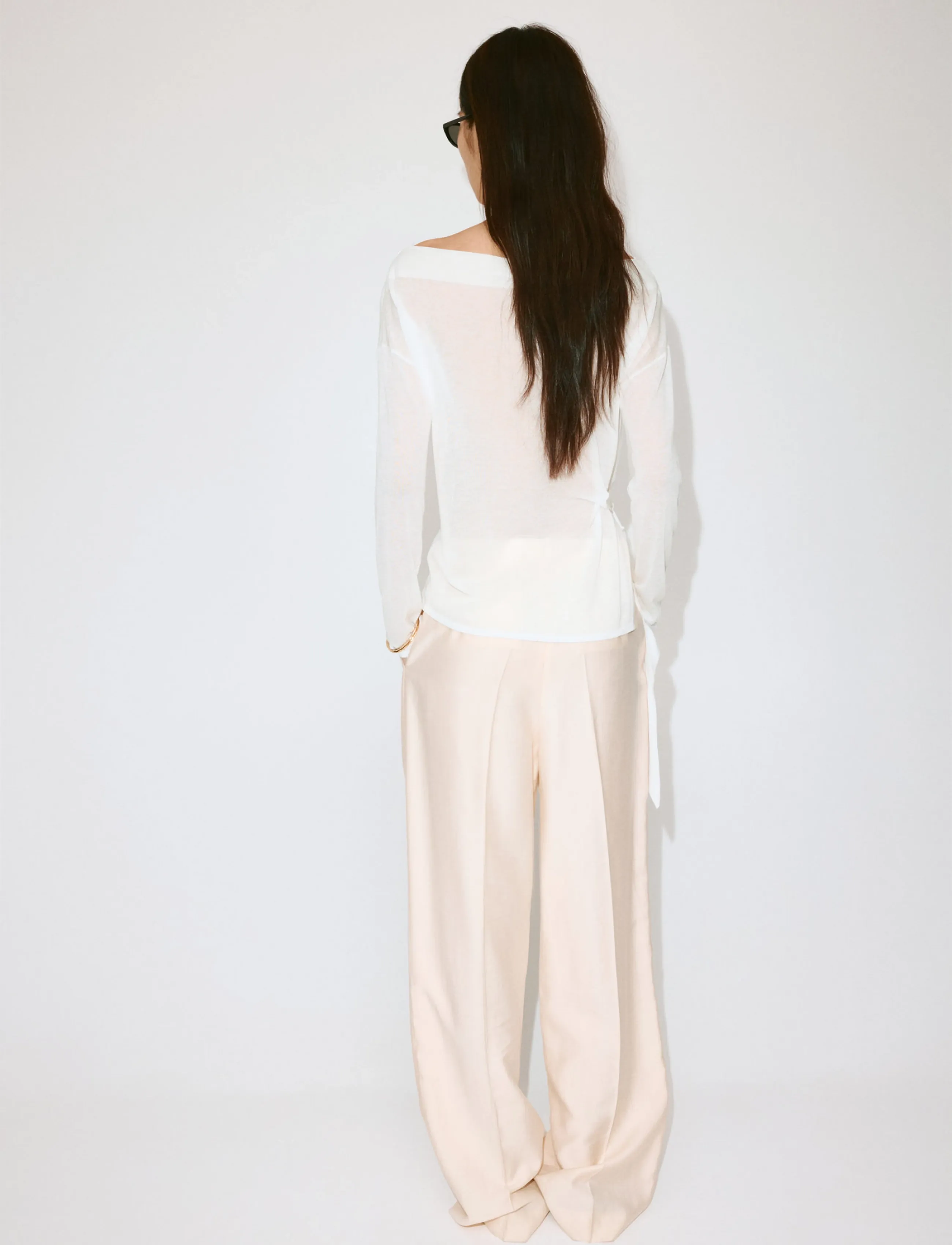 Mango - Fine knit bow jumper - striktrøjer - natural white - 2
