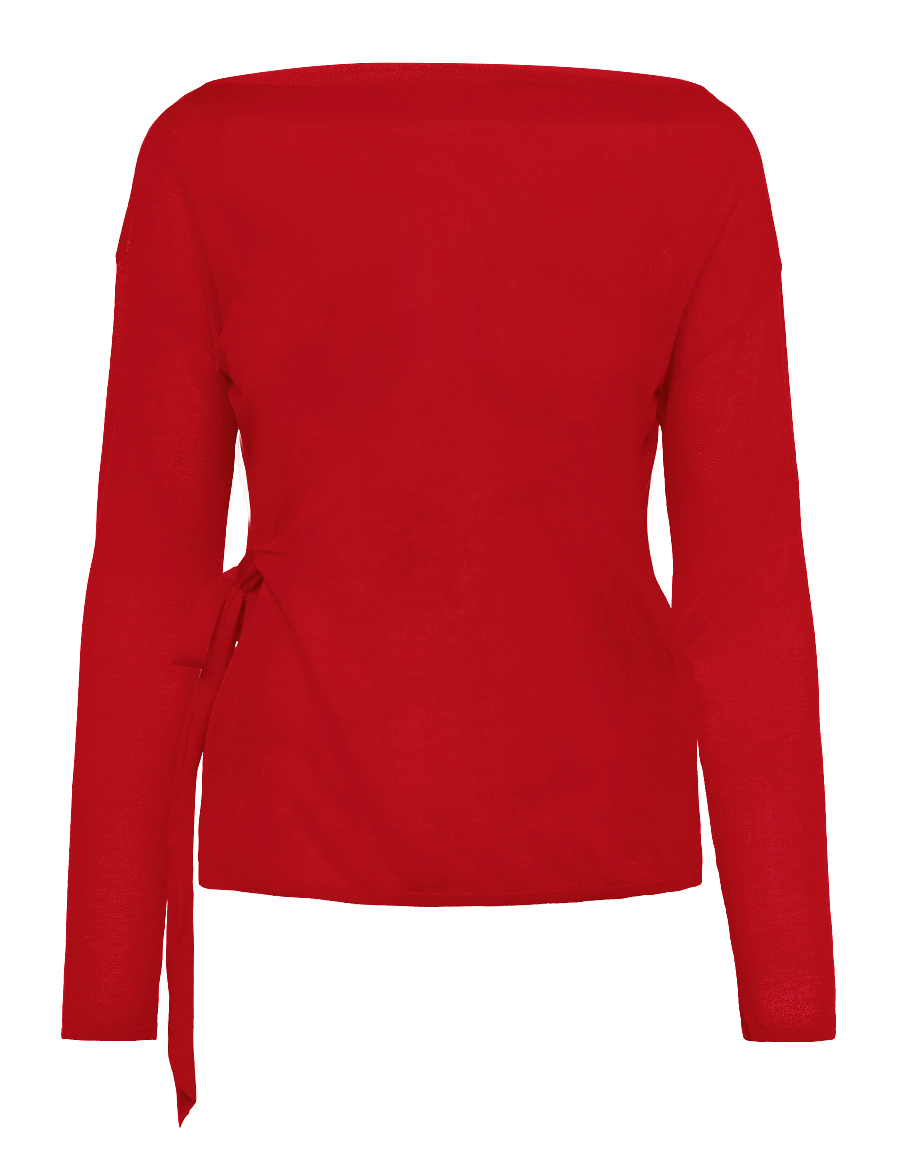 Mango - Fine knit bow jumper - striktrøjer - red - 0