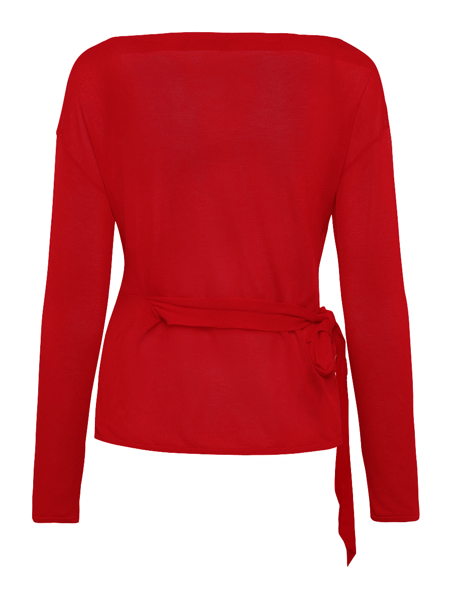 Mango - Fine knit bow jumper - striktrøjer - red - 1