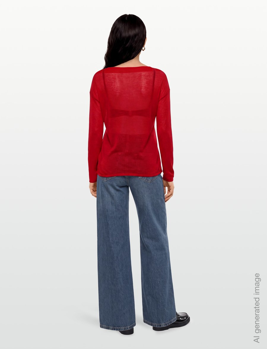 Mango - Fine knit bow jumper - striktrøjer - red - 4
