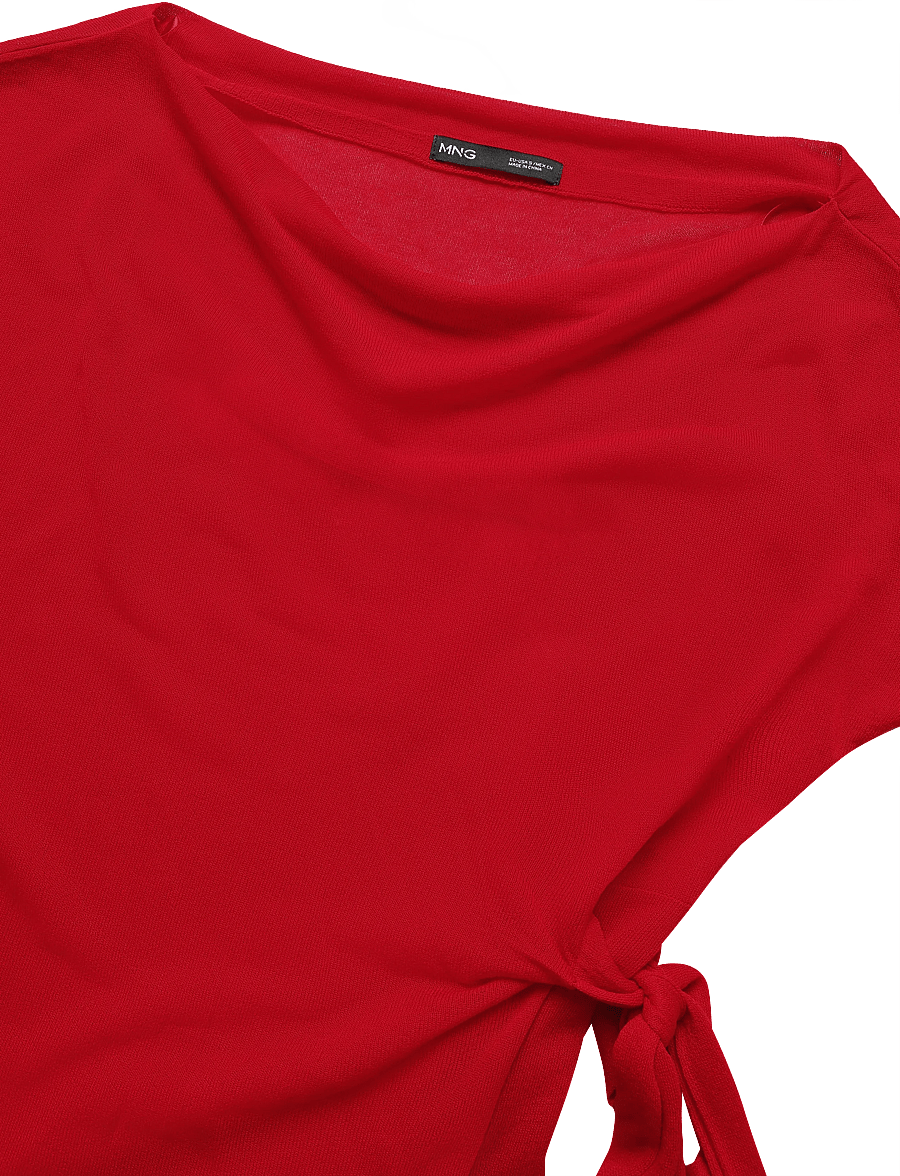 Mango - Fine knit bow jumper - striktrøjer - red - 2