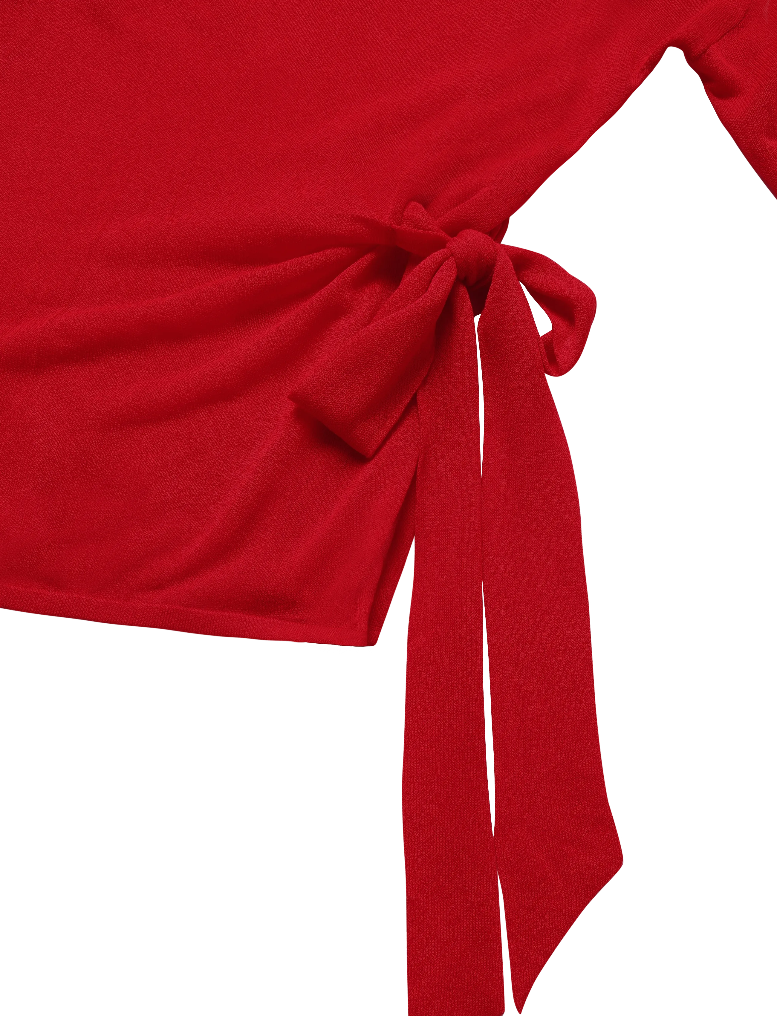 Mango - Fine knit bow jumper - striktrøjer - red - 3