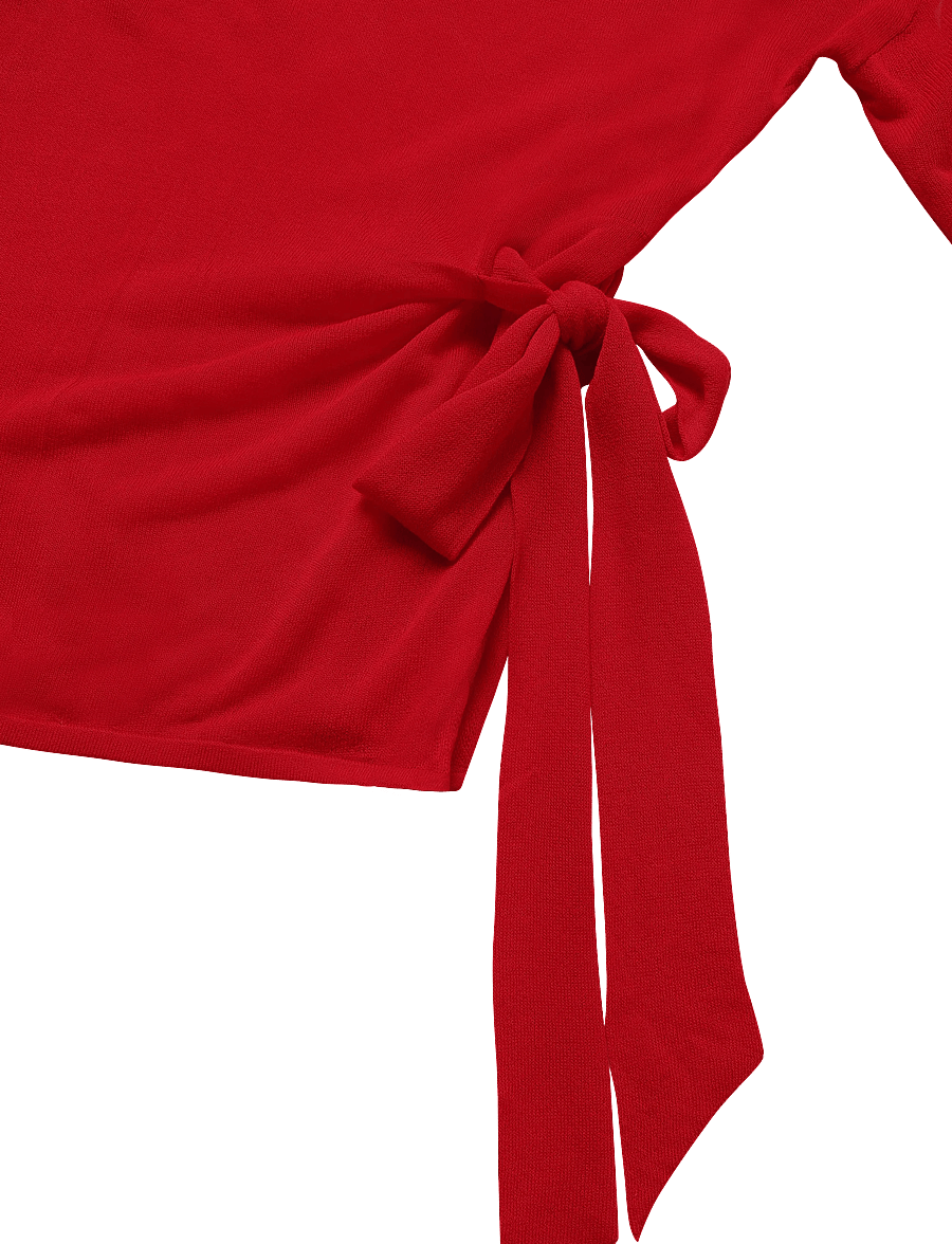 Mango - Fine knit bow jumper - striktrøjer - red - 3