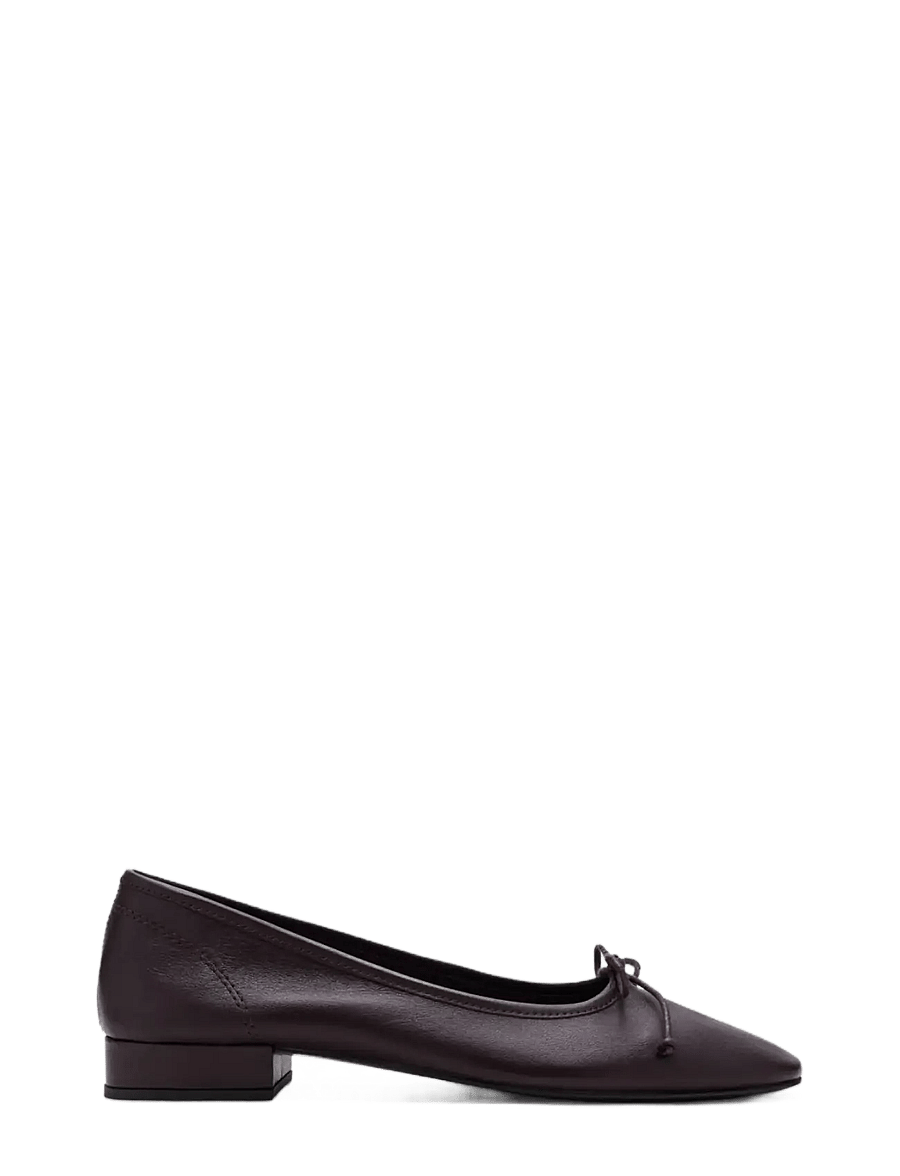 Mango - Heeled ballet flats with leather bow - særlige begivenheder - dark red - 0