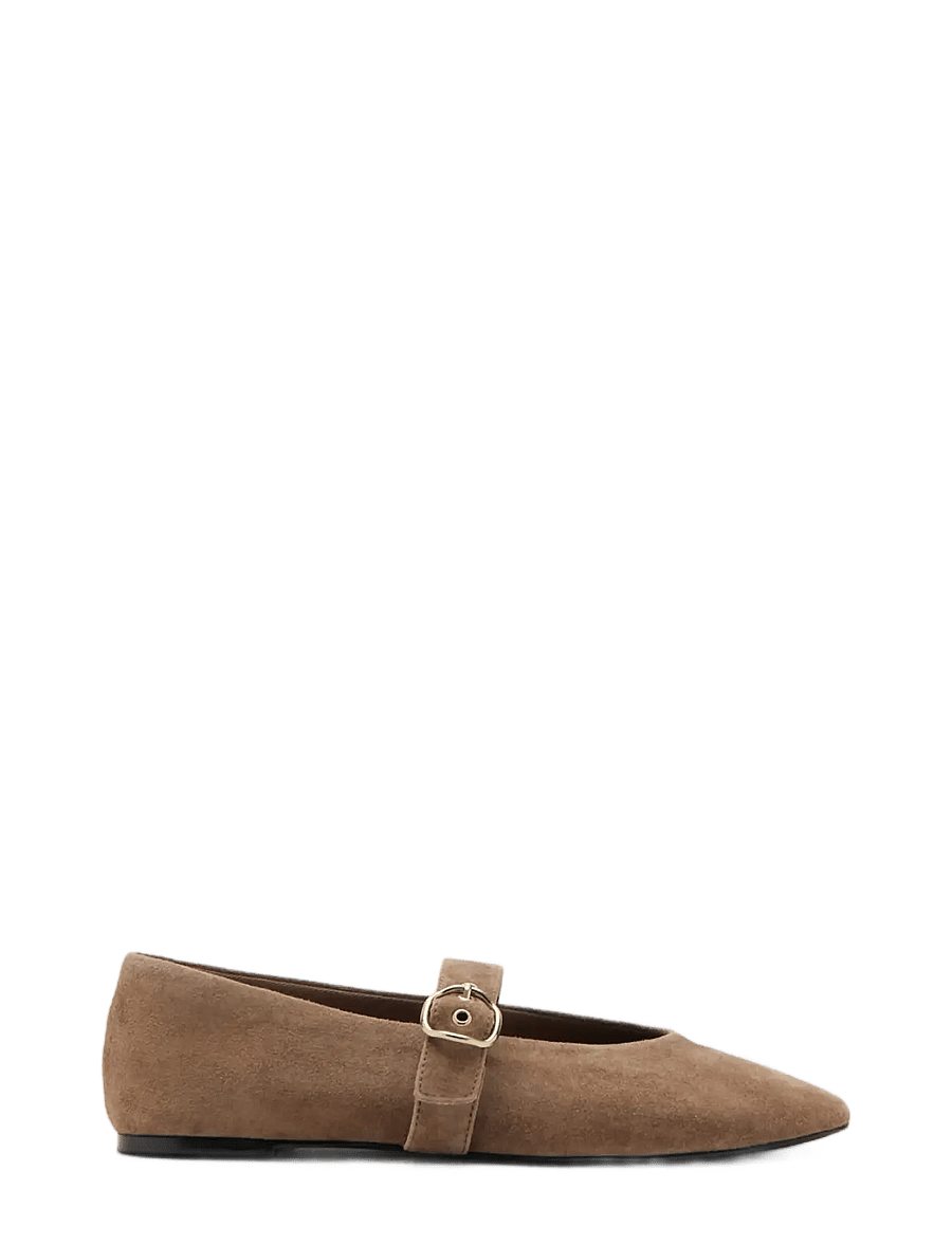 Mango - Buckle suede ballerina - besondere anlässe - lt pastel brown - 0