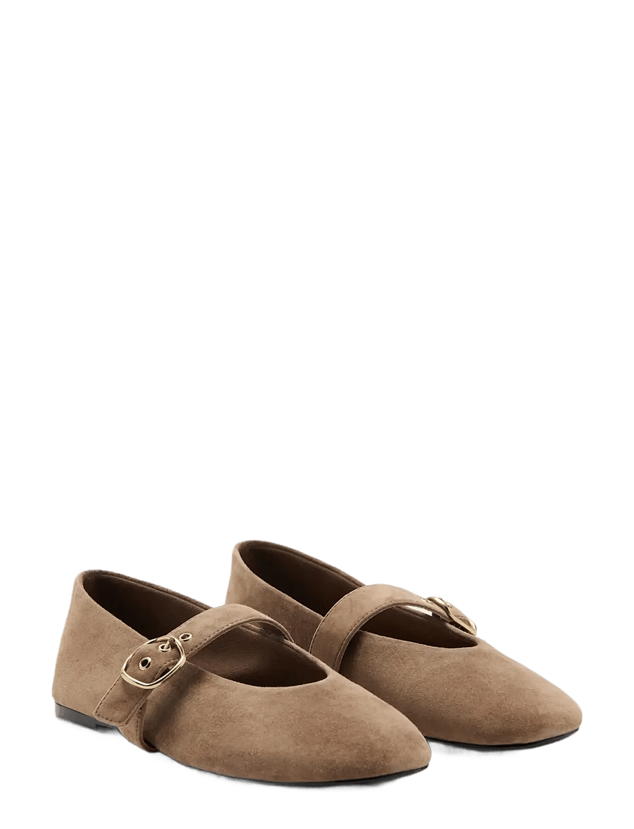 Mango - Buckle suede ballerina - besondere anlässe - lt pastel brown - 1