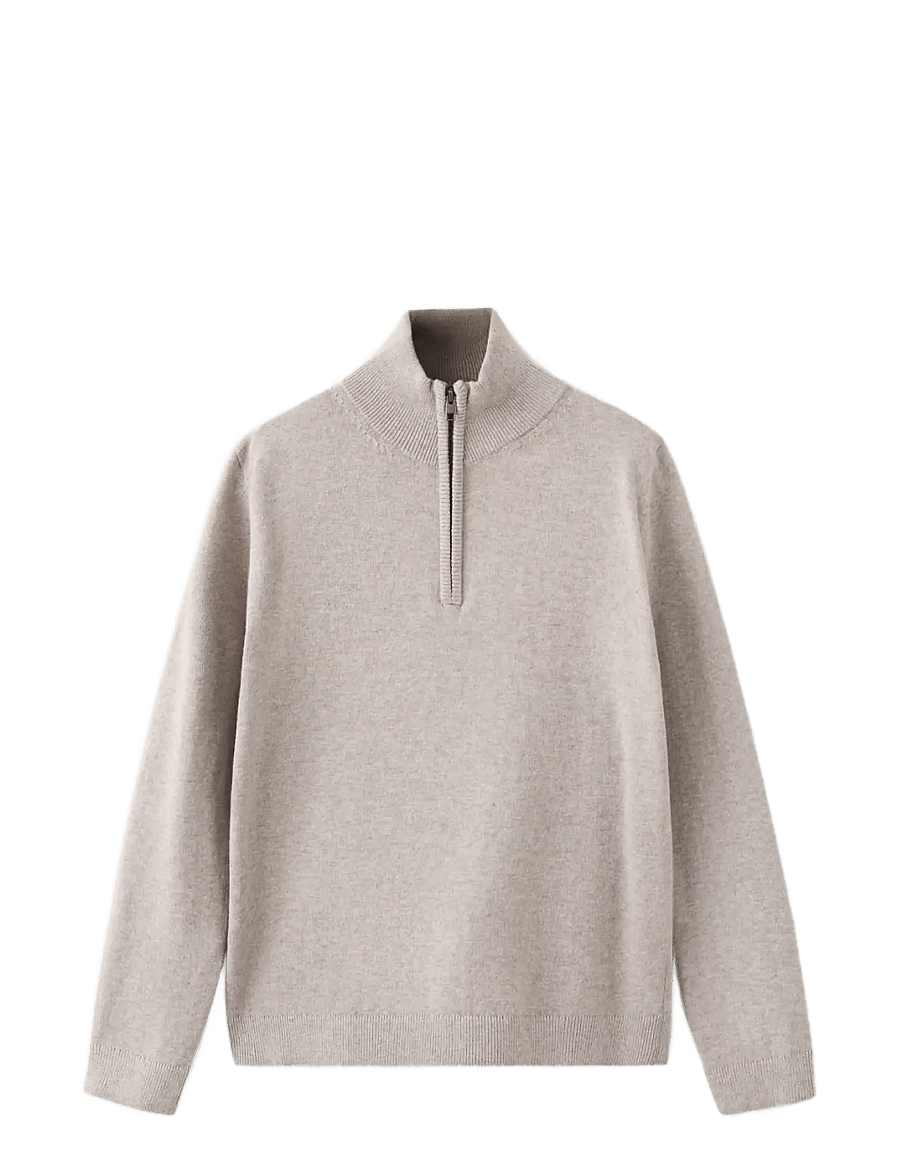 Mango - Knitted sweater with perkins neck - trøjer - medium brown - 0