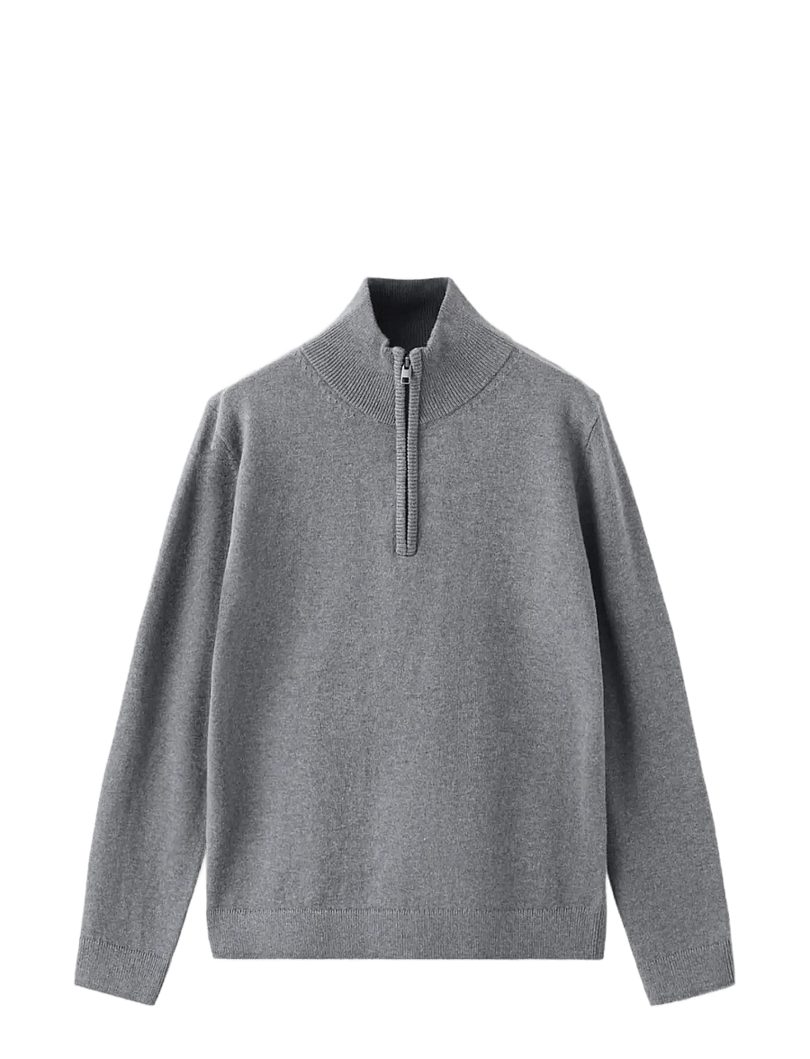 Mango - Knitted sweater with perkins neck - trøjer - medium grey - 0