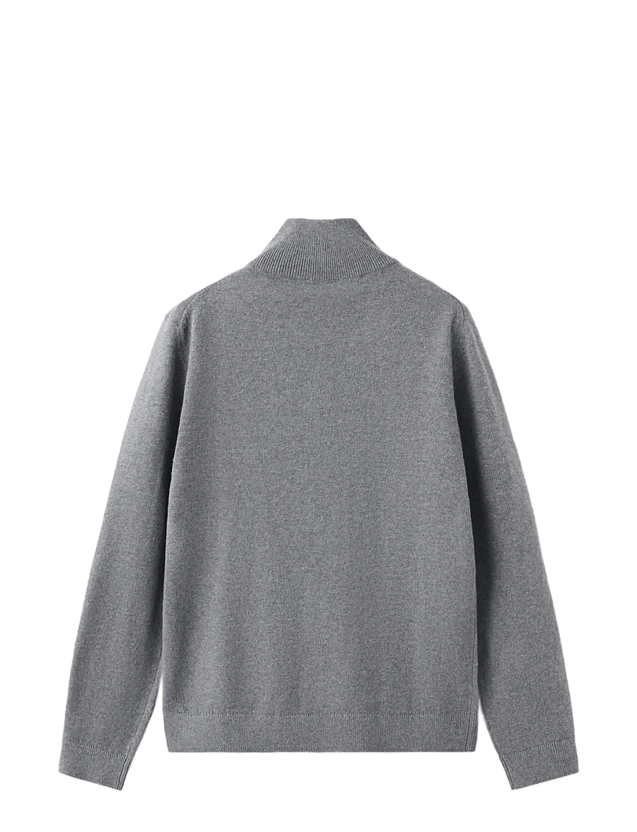 Mango - Knitted sweater with perkins neck - trøjer - medium grey - 1