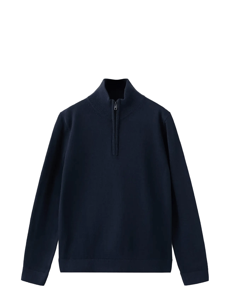 Mango - Knitted sweater with perkins neck - stickade tröjor - navy - 0
