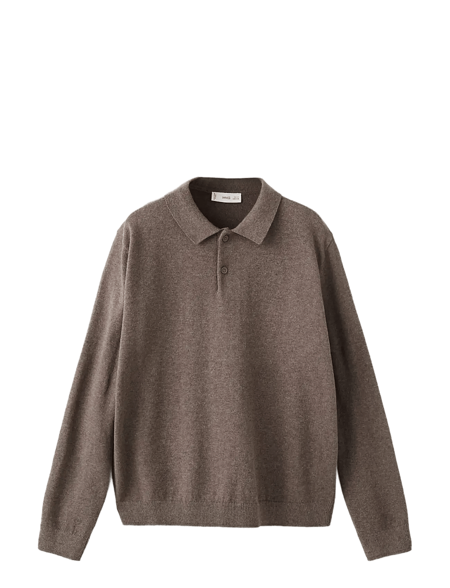 Mango - Knitted polo-neck sweater - langærmede poloer - brown - 0