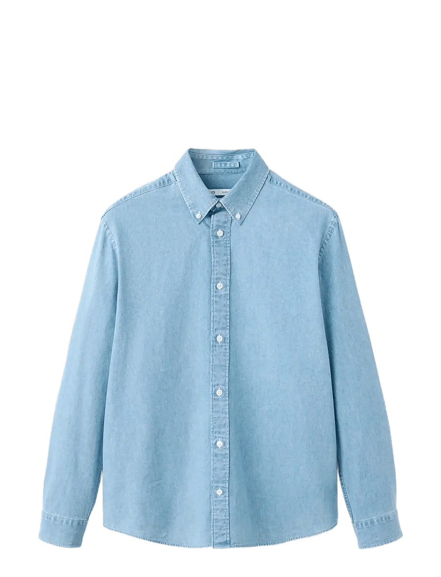 Mango - Regular fit denim shirt - denimskjorter - open blue - 1