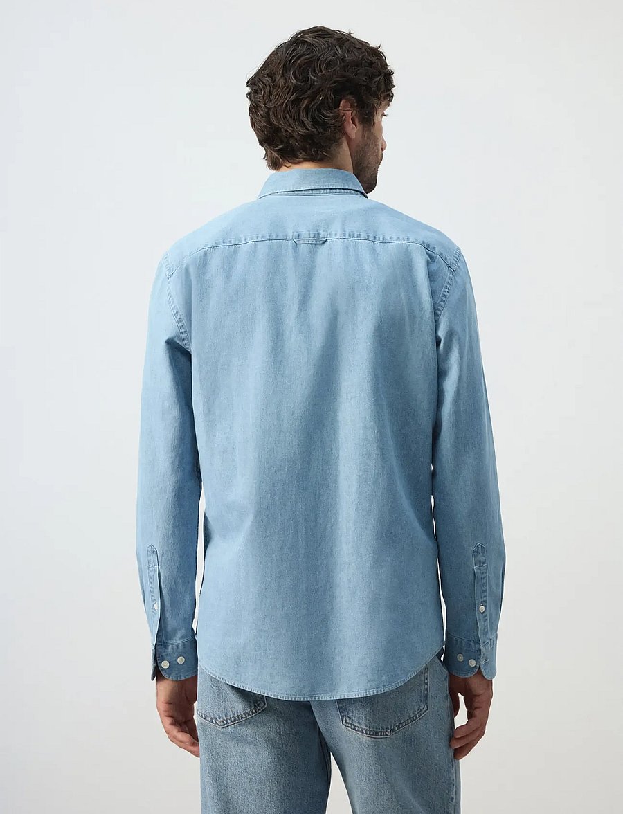 Mango - Regular fit denim shirt - denimskjorter - open blue - 2
