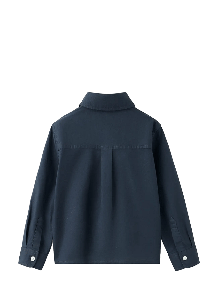 Mango - Cotton denim shirt - långärmade skjortor - navy - 0