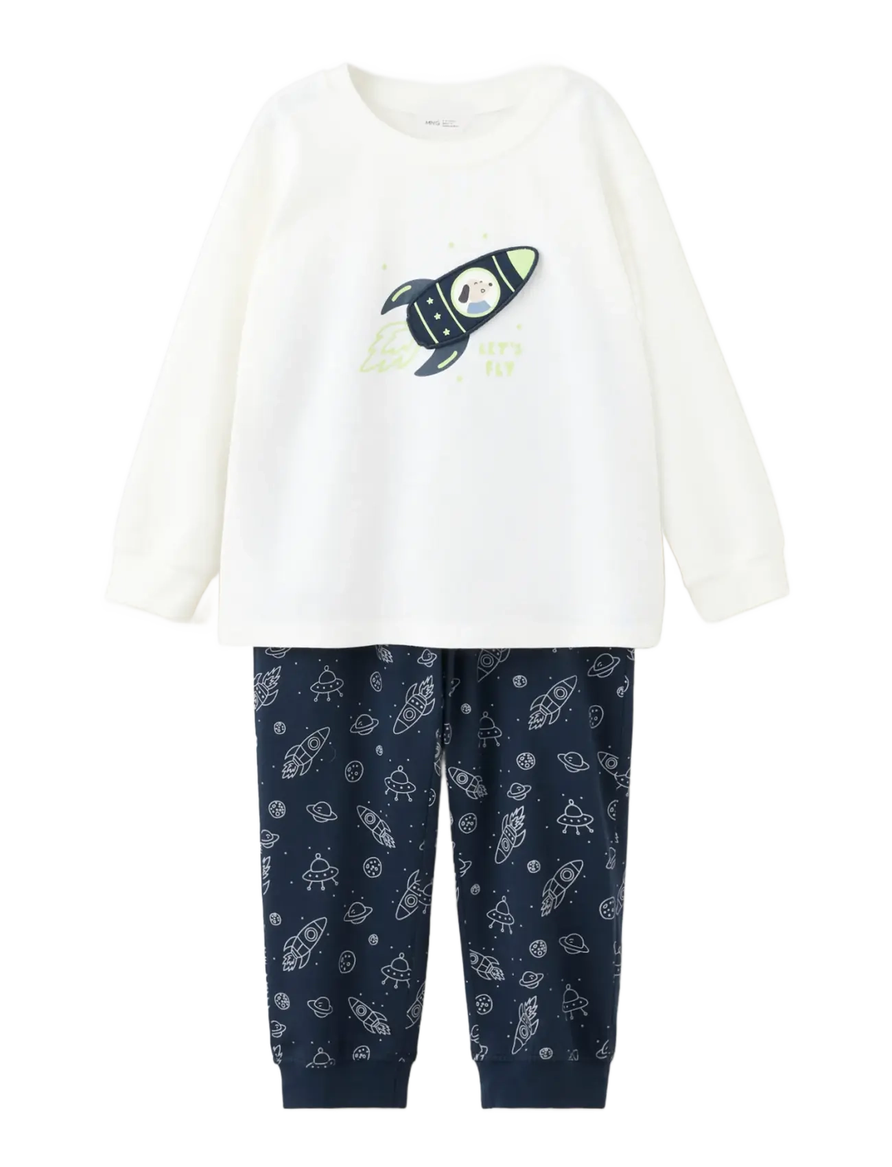 Mango Space Printed Long Pyjamas, 110, Navy, Pyjamas > Pyjamas-Sæt, Børn