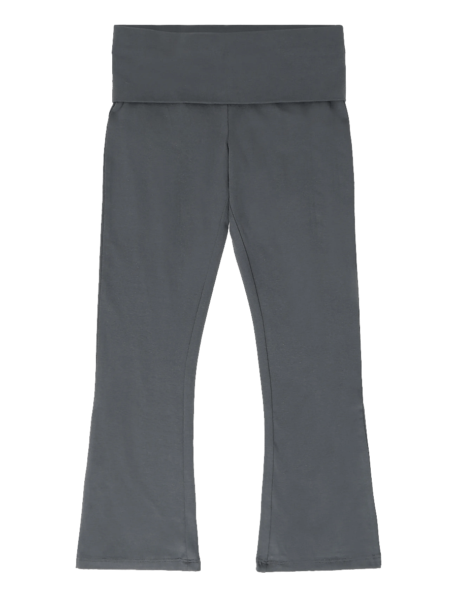Mango - Cotton roll-over waistband leggings - leggings - charcoal - 0