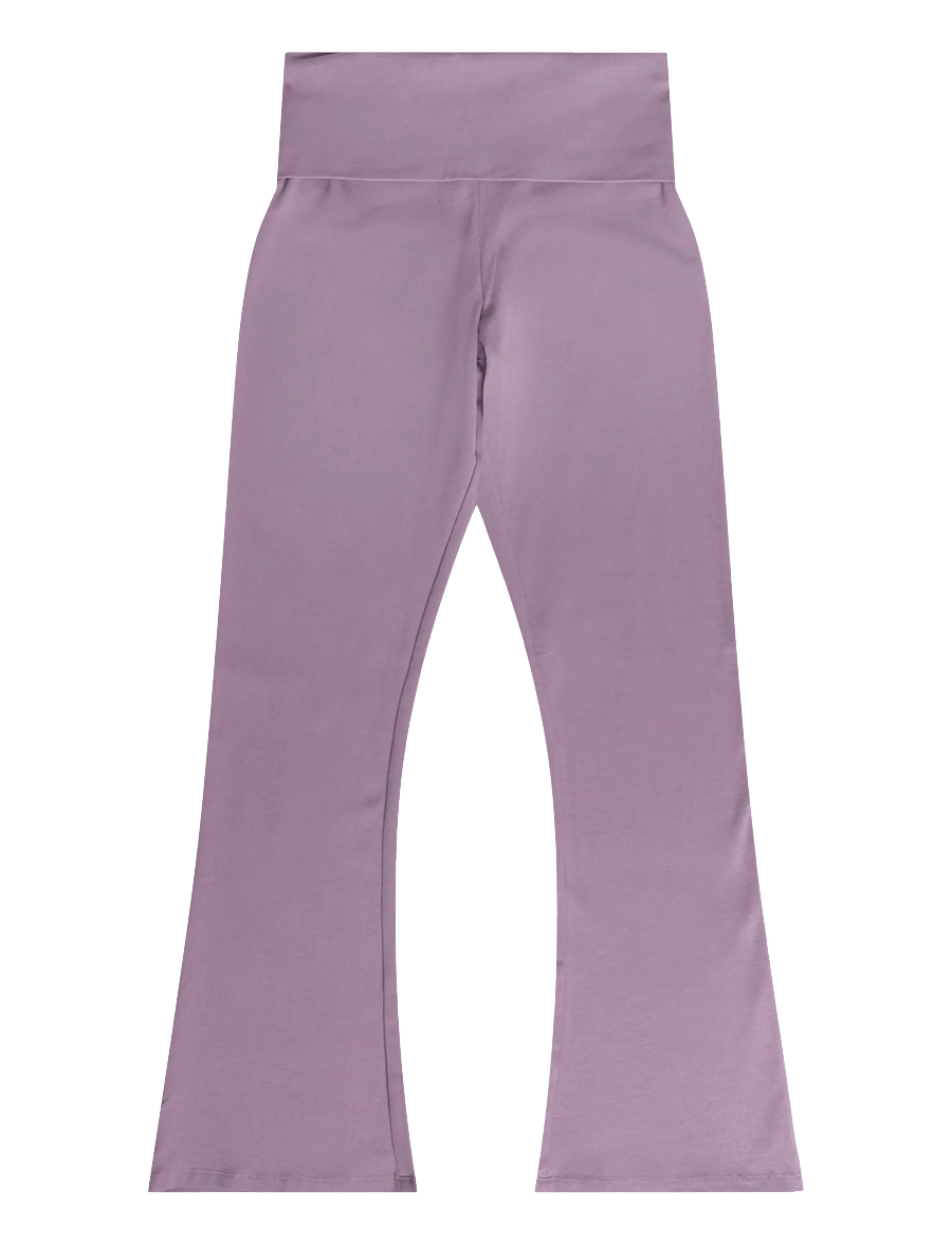 Mango - Cotton roll-over waistband leggings - leggings - medium purple - 1