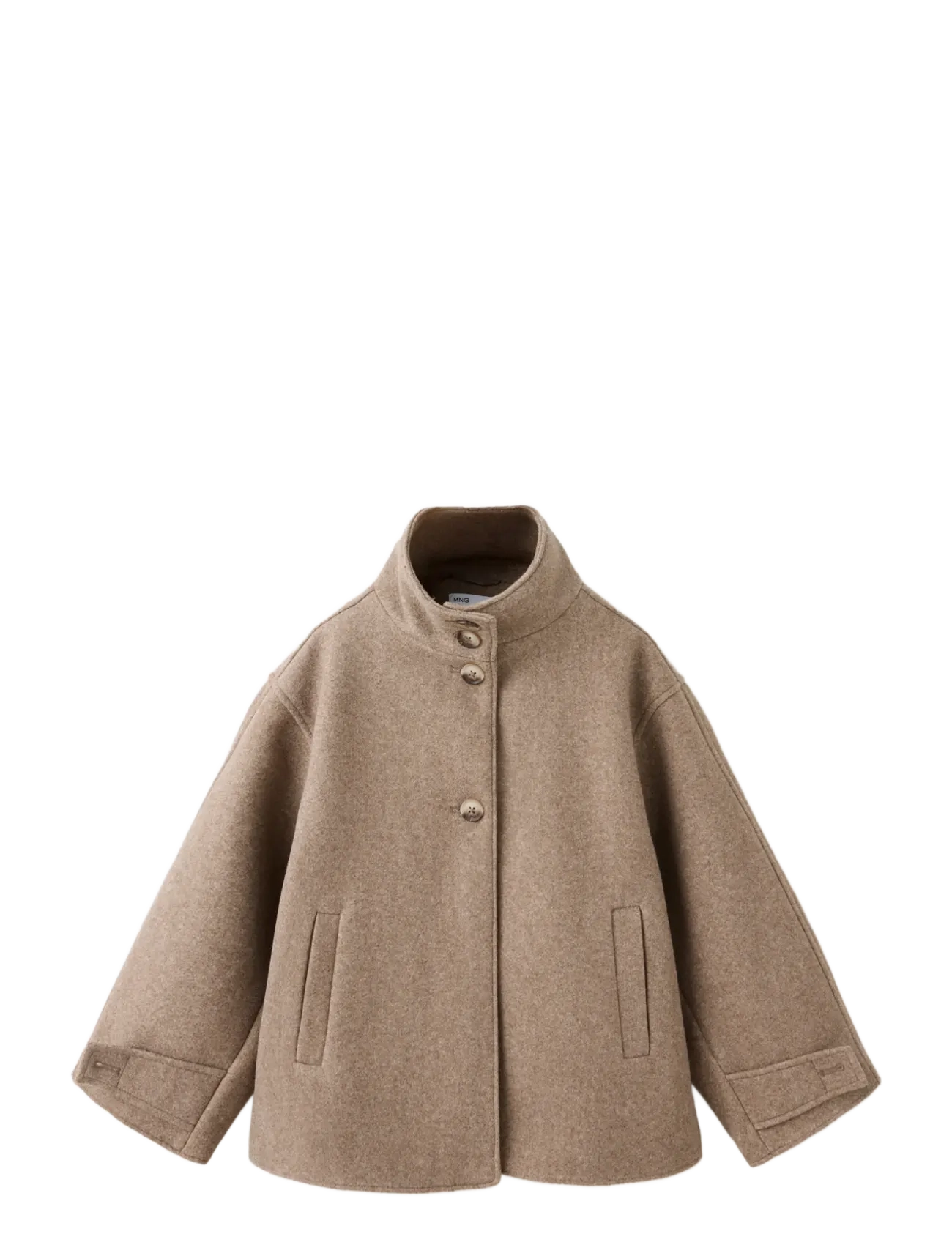 Mango Funnel neck wool coat - Yttertøy - MEDIUM BROWN / brown