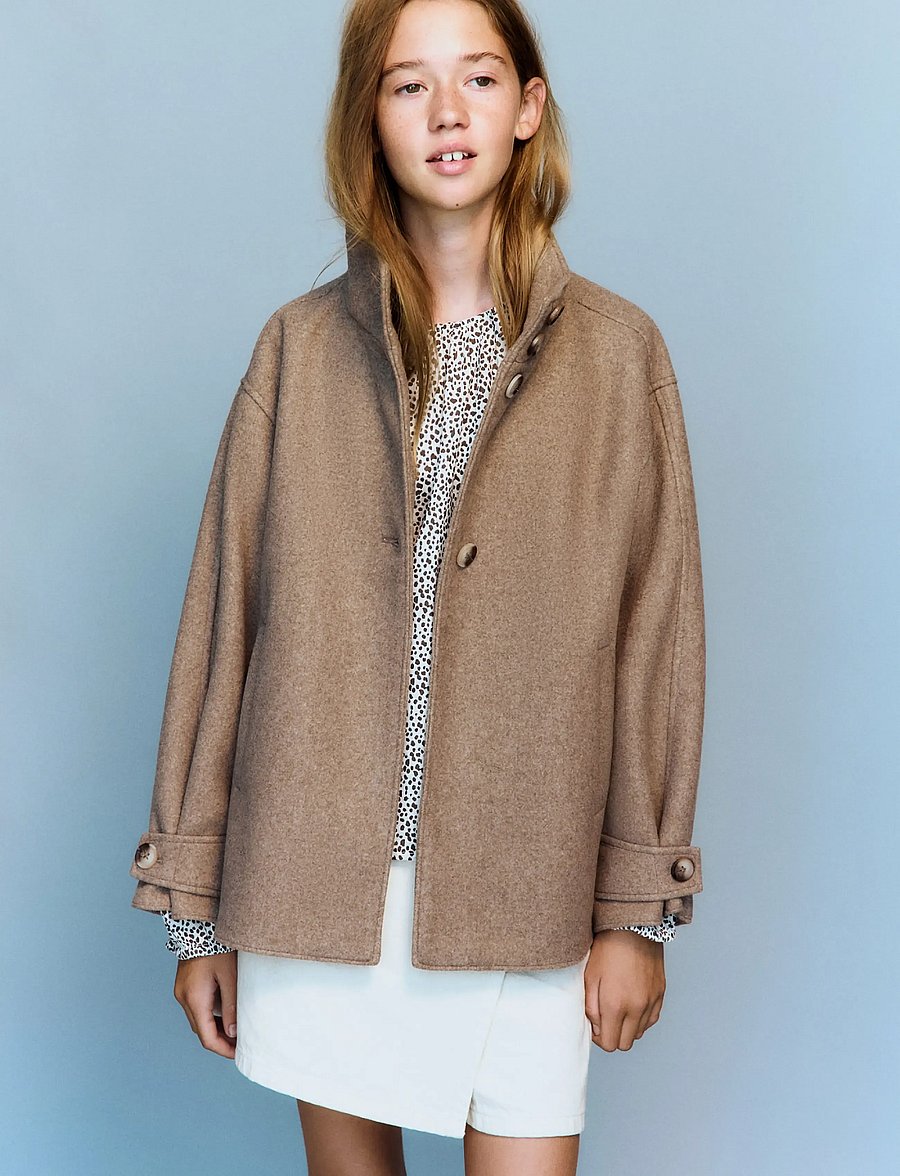 Mango - Funnel neck wool coat - frakker - medium brown - 0