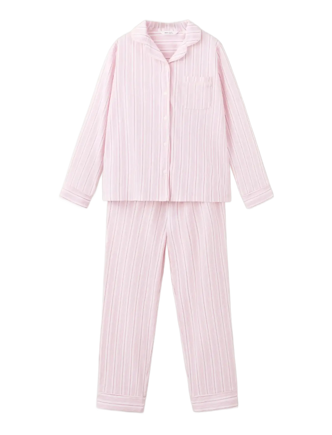 Mango Full cotton striped pyjamas - Kläder - PINK / pink/rose
