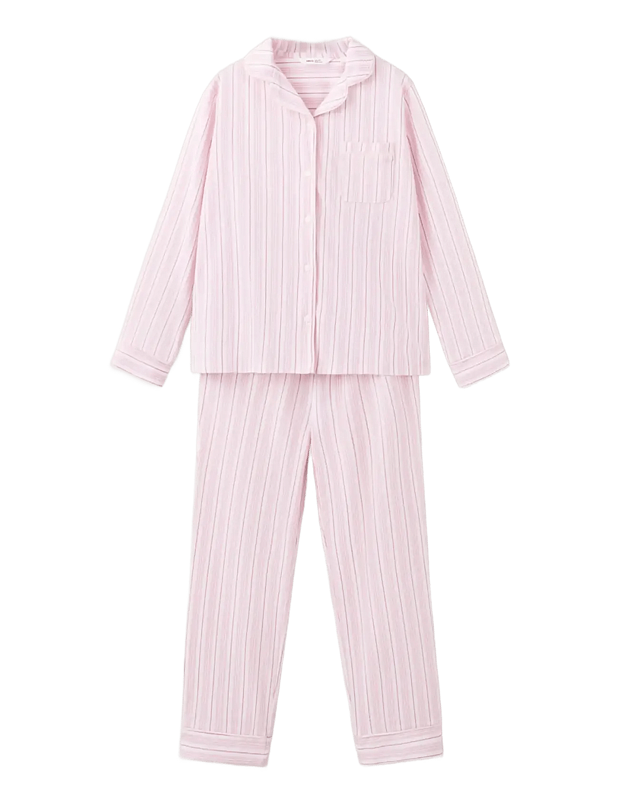 Mango - Full cotton striped pyjamas - pyjamasset - pink - 0